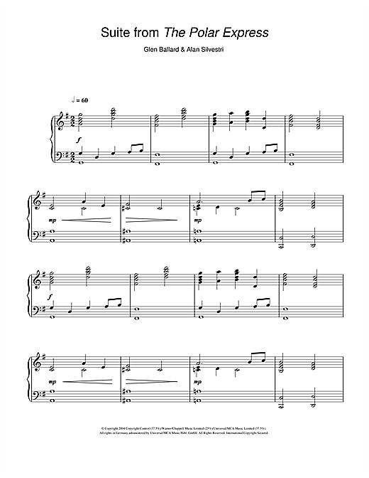 Alan Silvestri Suite (from The Polar Express) sheet music notes and chords. Download Printable PDF.