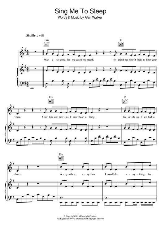 Alan Walker Sing Me To Sleep Sheet Music Pdf Notes Chords Pop Score Piano Vocal Guitar Right Hand Melody Download Printable Sku 123450 - sing me to sleep alan walker roblox id full song