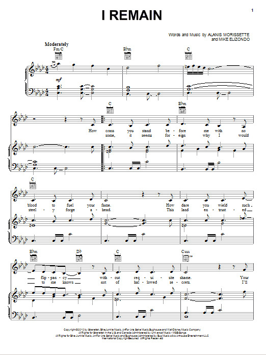 Alanis Morissette I Remain sheet music notes and chords. Download Printable PDF.