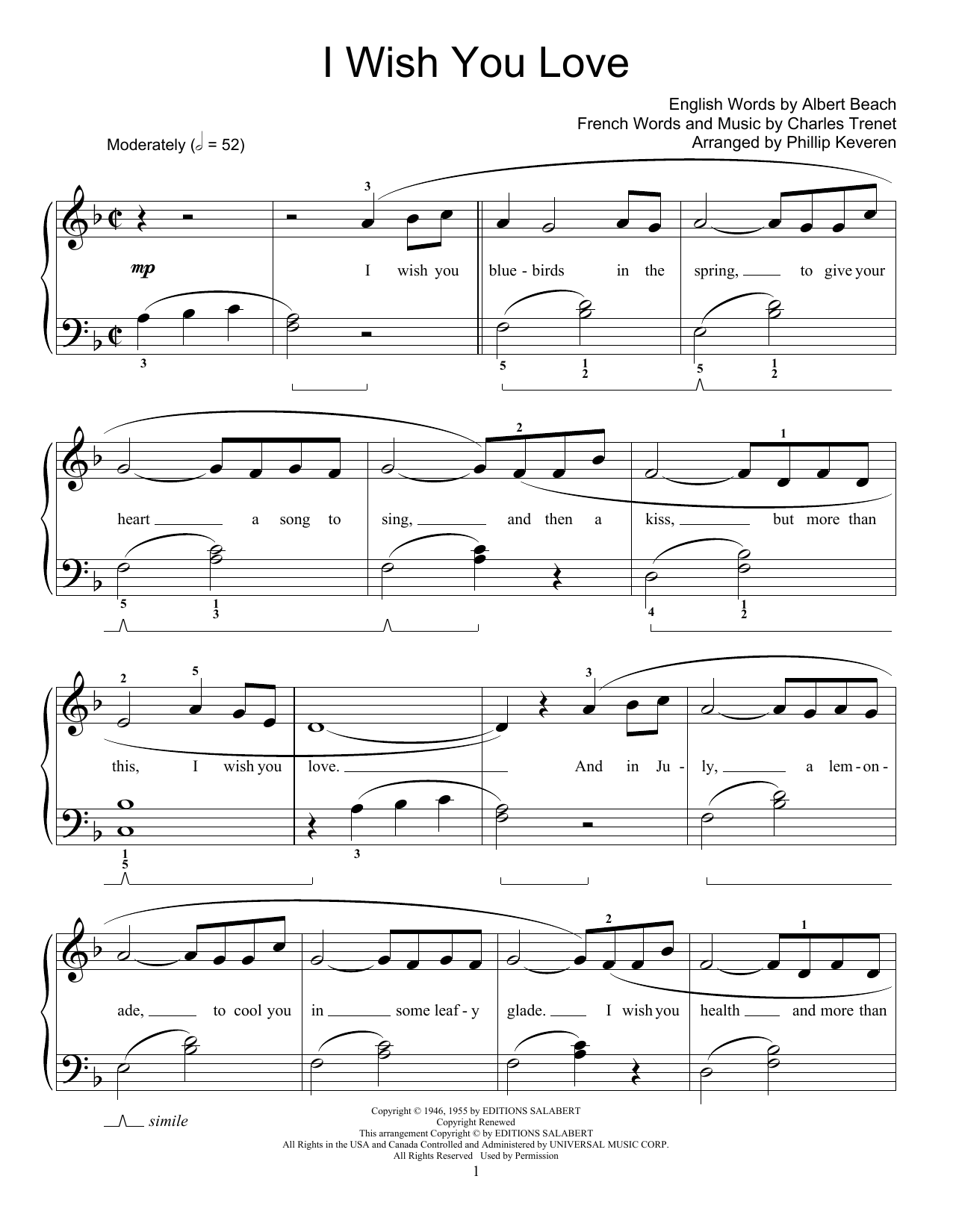 Learn to play Phillip Keveren I Wish You Love sheet music for Educational Piano in minutes. Price: 6.9900$ Phillip Keveren I Wish You Love sheet music notes and chords arranged for Educational Piano