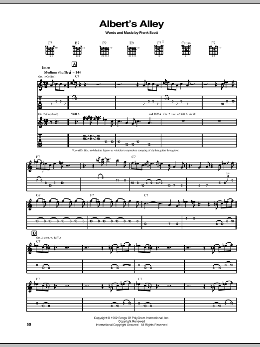 Albert Collins Albert's Alley sheet music notes and chords. Download Printable PDF.