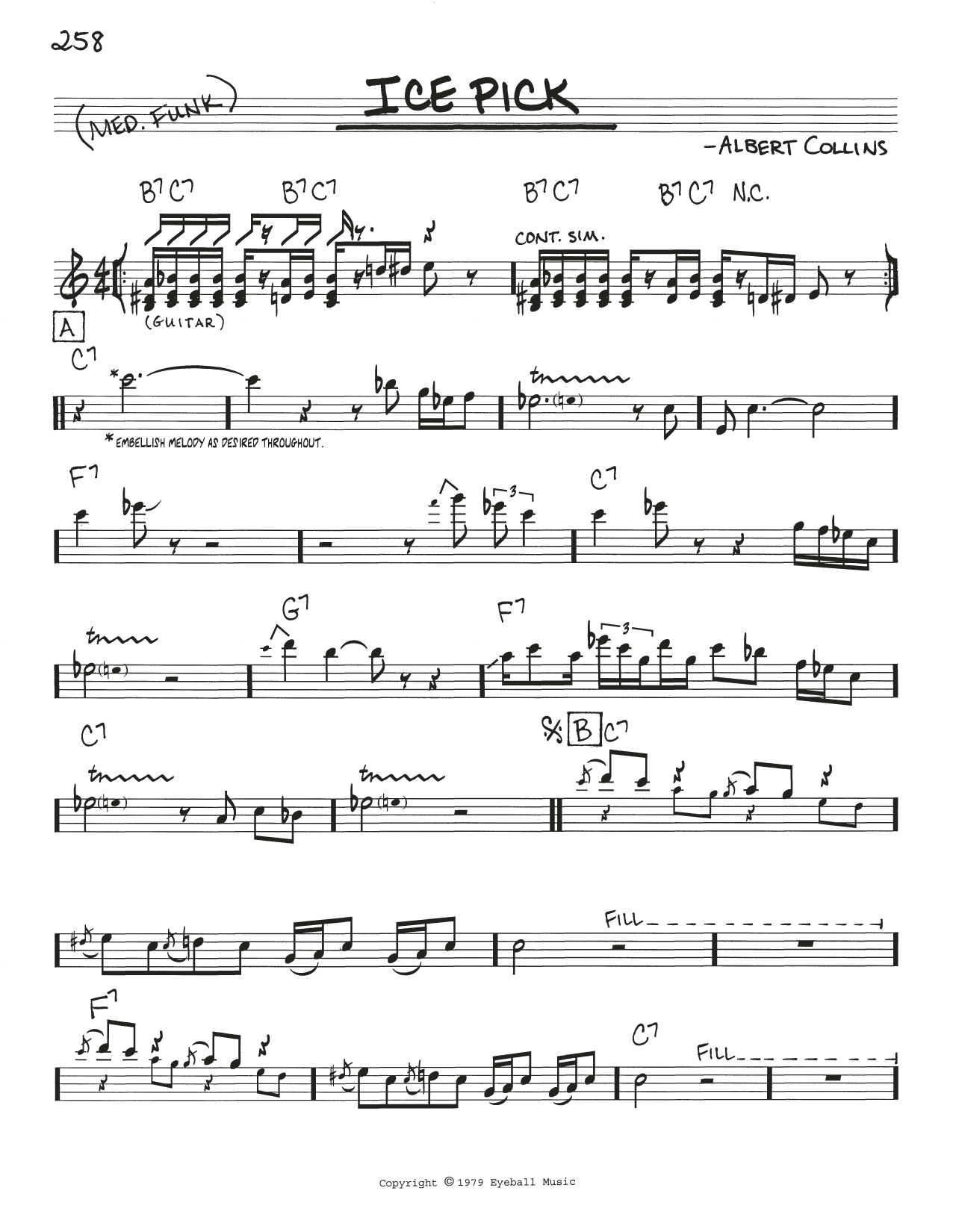 Albert Collins Ice Pick sheet music notes and chords. Download Printable PDF.