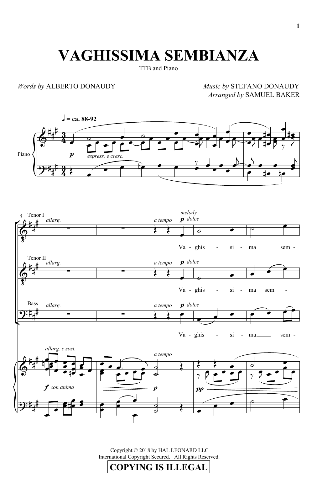 Learn to play Albert Donaudy & Stefano Donaudy Vaghissima Sembianza (arr. Samuel Baker) sheet music for TTBB Choir in minutes. Price: 3.9900$ Albert Donaudy & Stefano Donaudy Vaghissima Sembianza (arr. Samuel Baker) sheet music notes and chords arranged for TTBB Choir