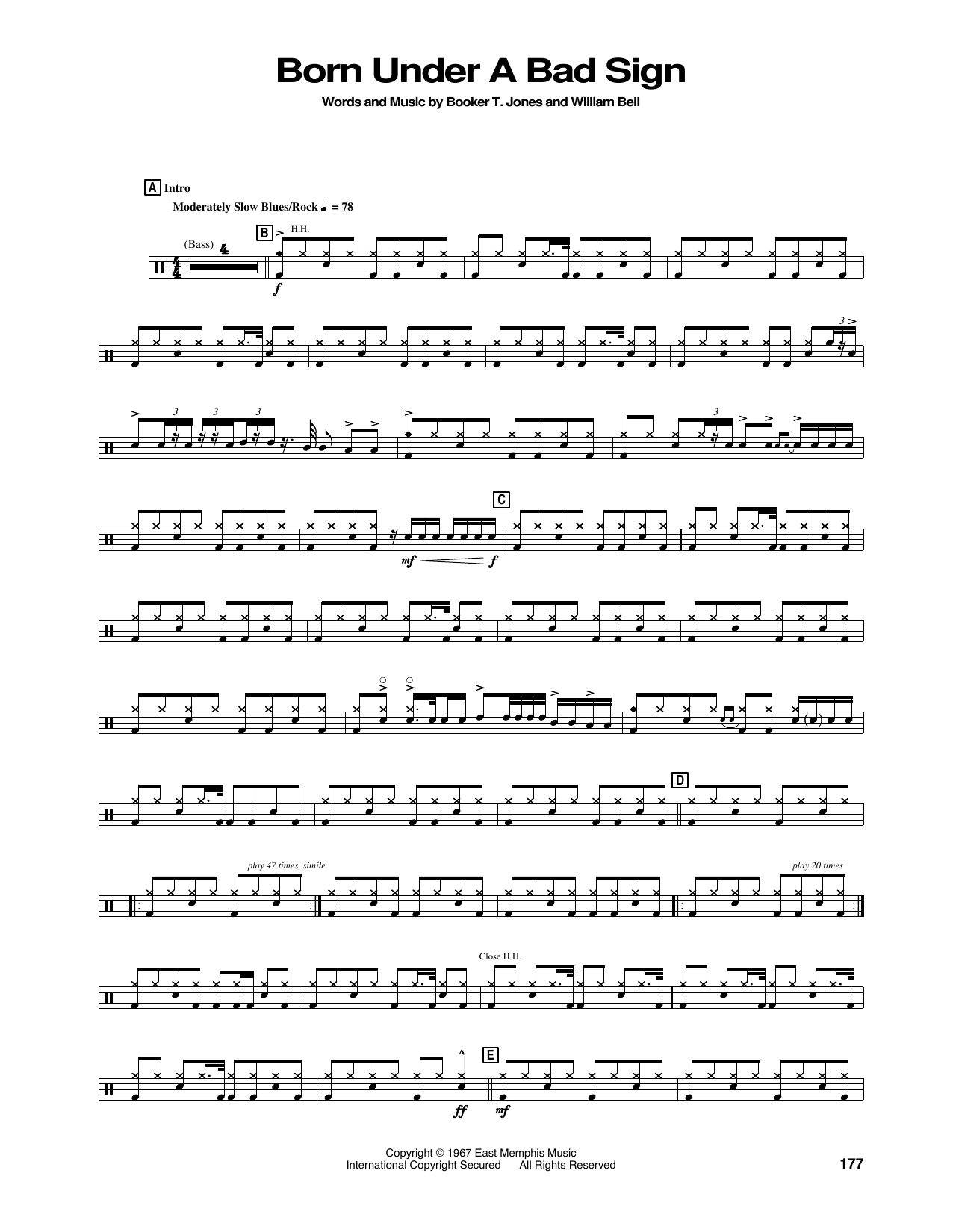 Albert King Born Under A Bad Sign sheet music notes and chords. Download Printable PDF.