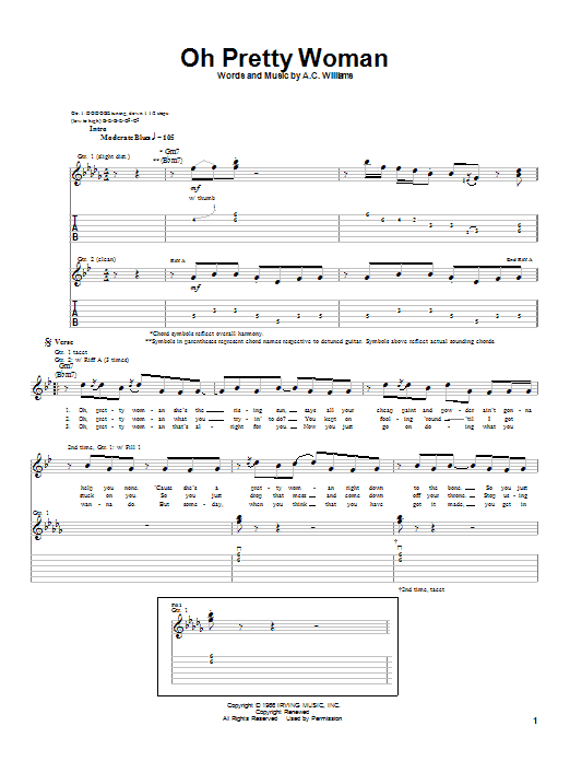 Learn to play Albert King Oh Pretty Woman sheet music for Guitar Tab in minutes. Albert King Oh Pretty Woman sheet music notes and chords. Download Printable PDF.