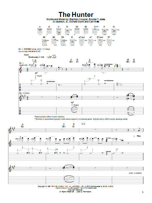 Albert King The Hunter sheet music notes and chords. Download Printable PDF.
