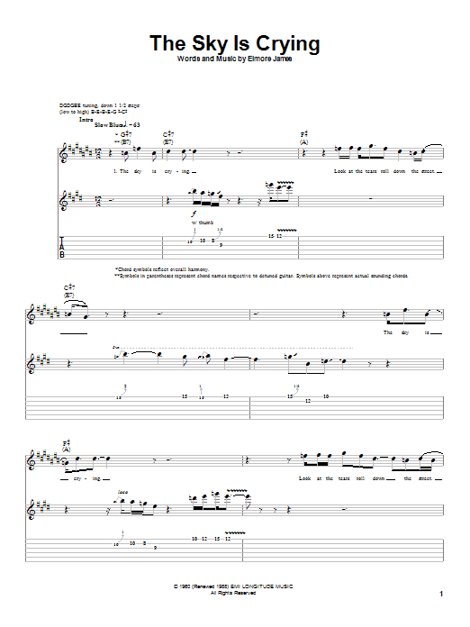 Albert King The Sky Is Crying sheet music notes and chords. Download Printable PDF.