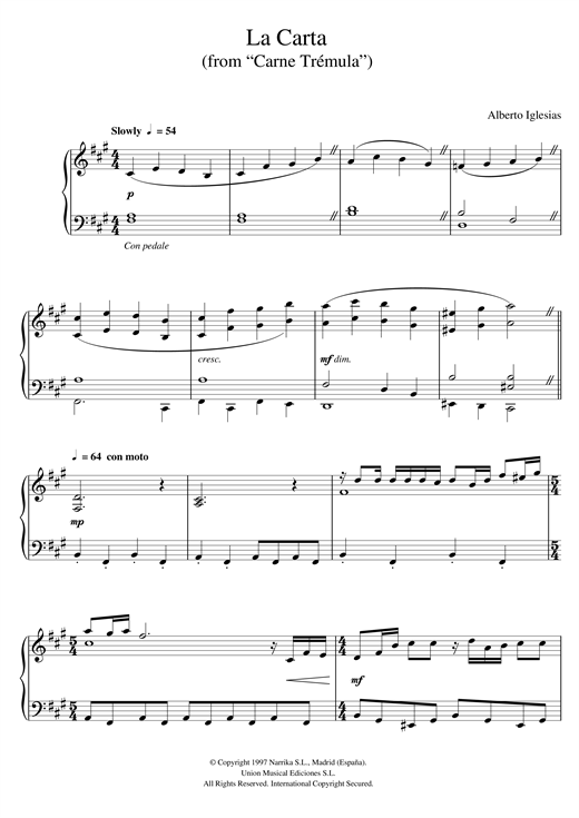 Learn to play Alberto Iglesias La Carta (from Alberto Iglesias La Carta (from
