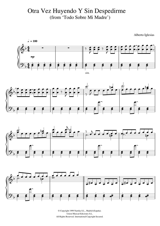 Learn to play Alberto Iglesias Otra Vez Huyendo Y Sin Despedirme (from Alberto Iglesias Otra Vez Huyendo Y Sin Despedirme (from