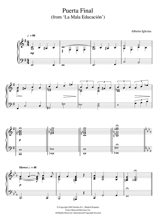 Learn to play Alberto Iglesias Puerta Final (from Alberto Iglesias Puerta Final (from