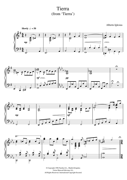 Learn to play Alberto Iglesias Tierra (from Alberto Iglesias Tierra (from
