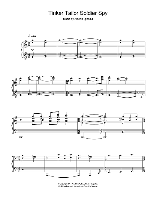 Alberto Iglesias Tinker Tailor Soldier Spy From Tinker Tailor Soldier Spy Sheet Music Pdf Notes Chords Film Tv Score Piano Solo Download Printable Sku 112319