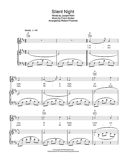 Aled Jones Silent Night sheet music notes and chords. Download Printable PDF.