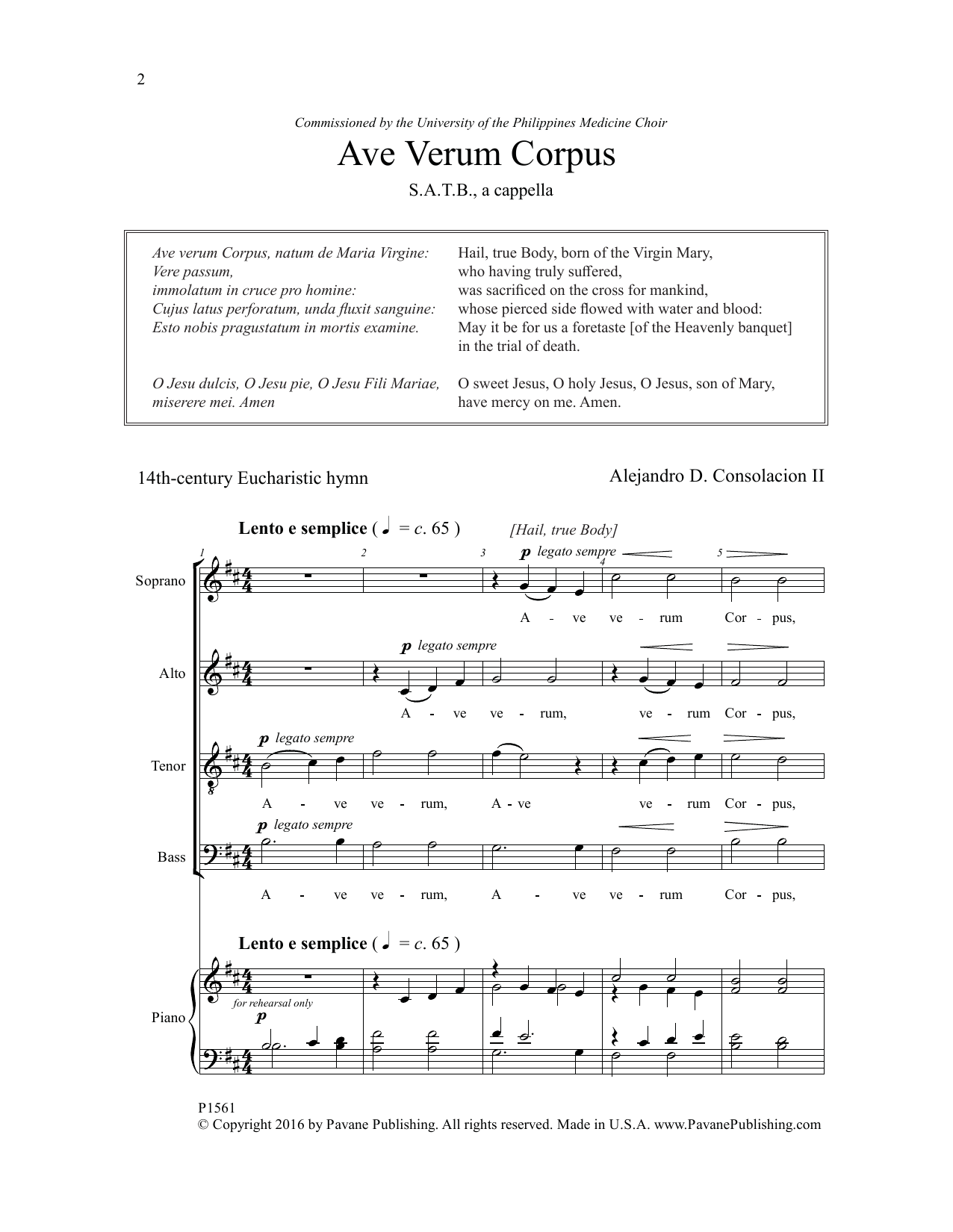Learn to play Alejandro Consolacion Ave Verum Corpus sheet music for SATB Choir in minutes. Price: 3.9900$ Alejandro Consolacion Ave Verum Corpus sheet music notes and chords arranged for SATB Choir