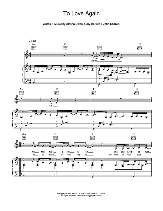 Alesha Dixon To Love Again sheet music notes and chords. Download Printable PDF.