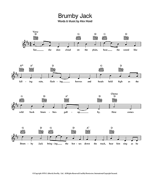 Alex Hood Brumby Jack sheet music notes and chords. Download Printable PDF.