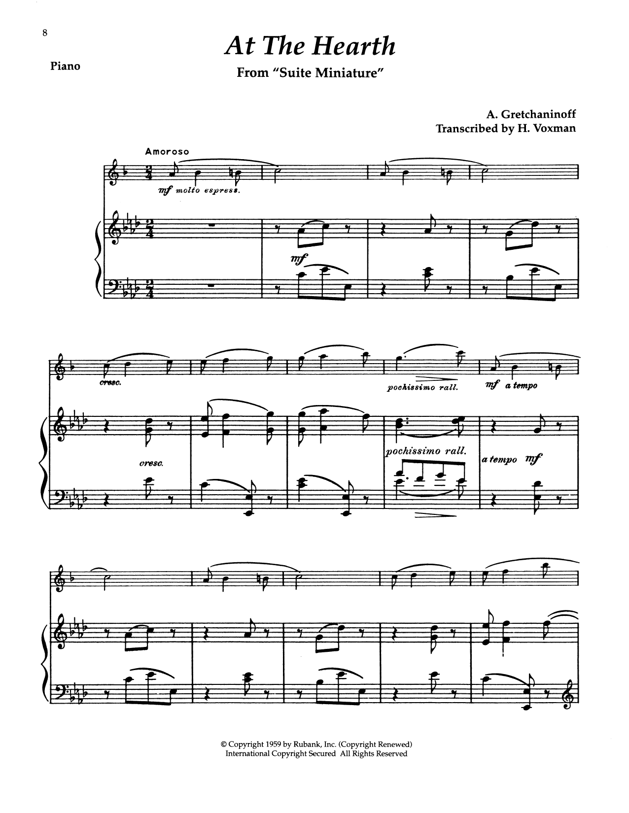 Alexander Gretchaninoff At The Hearth sheet music notes and chords. Download Printable PDF.