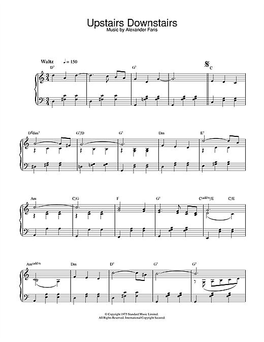 Learn to play Alexander Faris Upstairs Downstairs sheet music for Piano Solo in minutes. Alexander Faris Upstairs Downstairs sheet music notes and chords. Download Printable PDF.