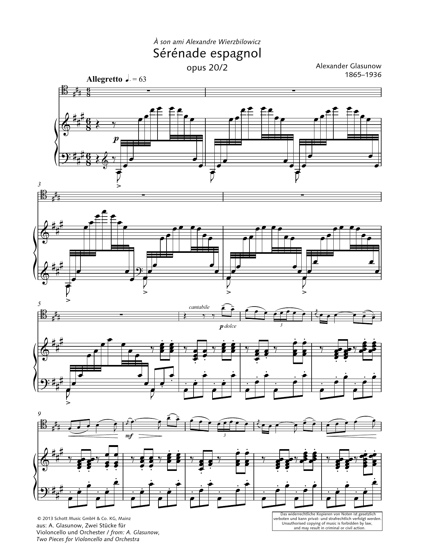 Alexander Glasunow Sérénade spagnol sheet music notes and chords. Download Printable PDF.