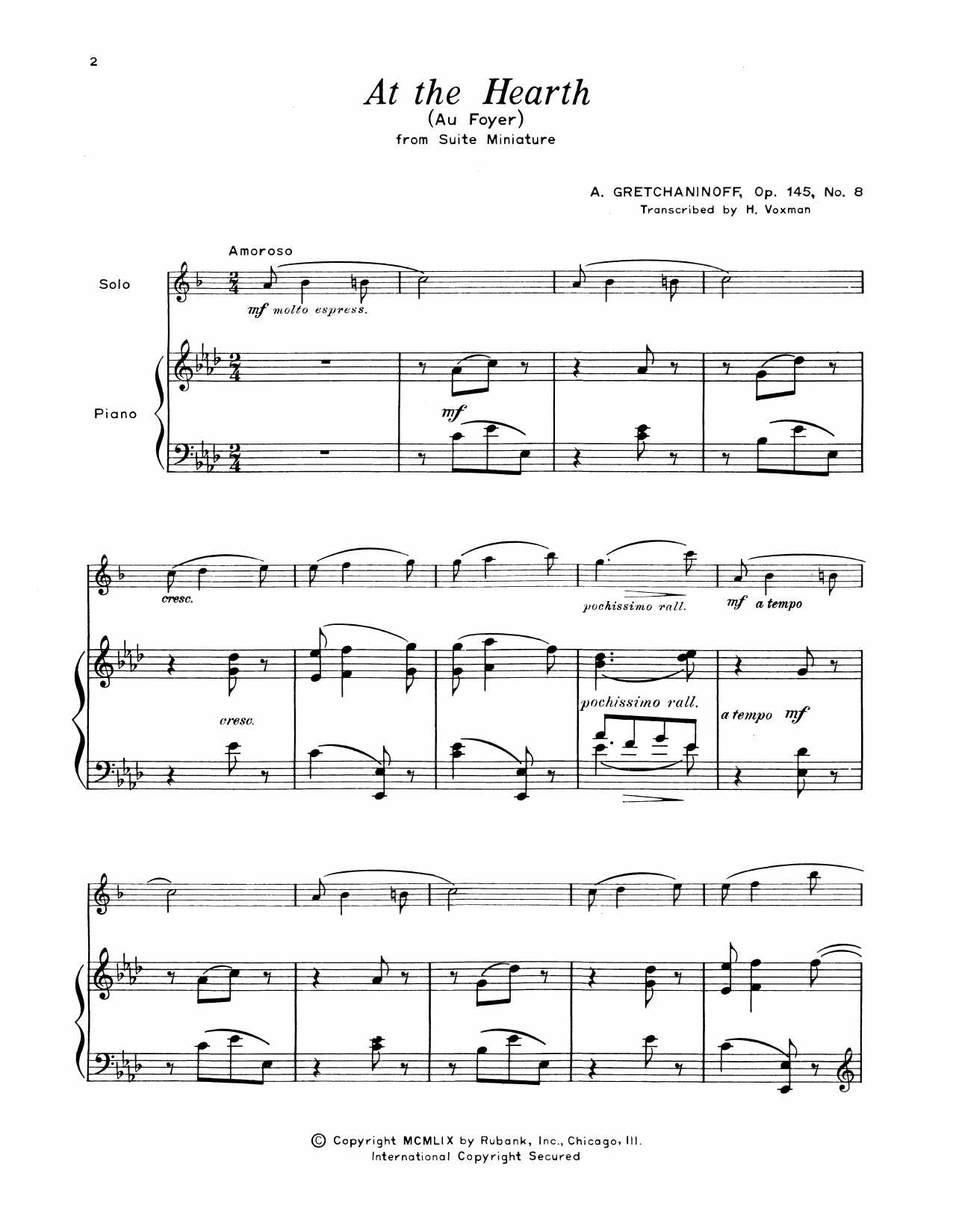 Alexander Gretchaninoff At The Hearth sheet music notes and chords. Download Printable PDF.