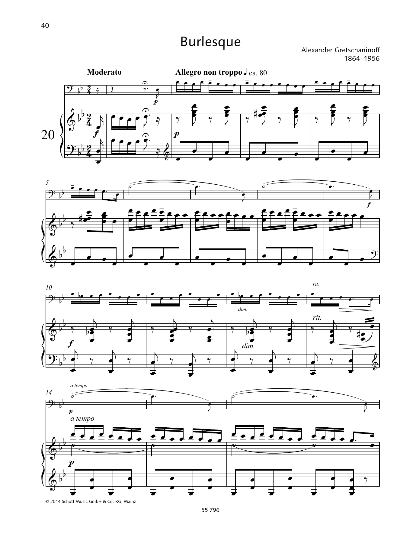 Alexander Gretchaninoff Burlesque sheet music notes and chords. Download Printable PDF.