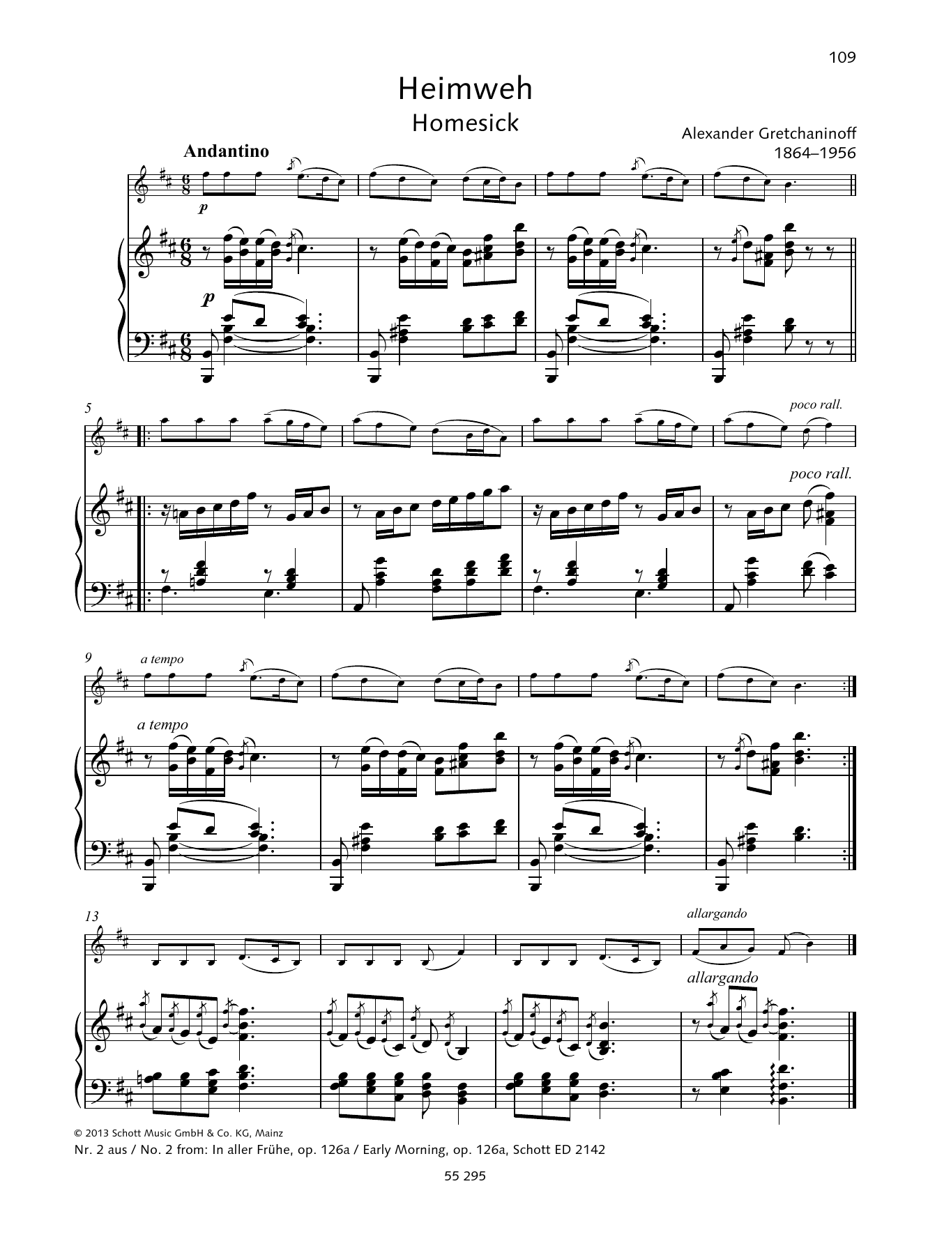 Alexander Gretchaninoff Early Morning sheet music notes and chords. Download Printable PDF.