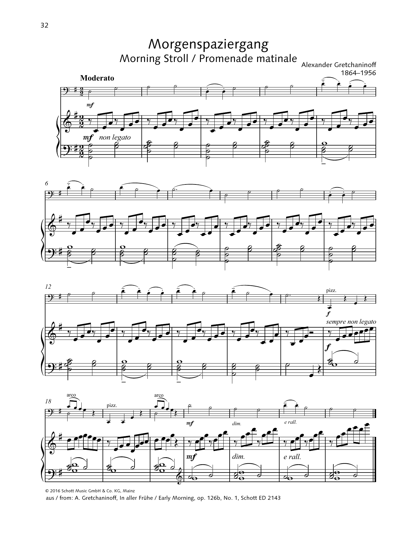 Alexander Gretchaninoff Morning Stroll sheet music notes and chords. Download Printable PDF.