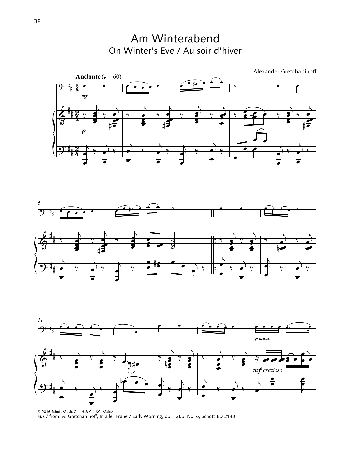 Learn to play Alexander Gretchaninoff On Winter's Eve sheet music for String Solo in minutes. Price: 4.4900$ Alexander Gretchaninoff On Winter's Eve sheet music notes and chords arranged for String Solo