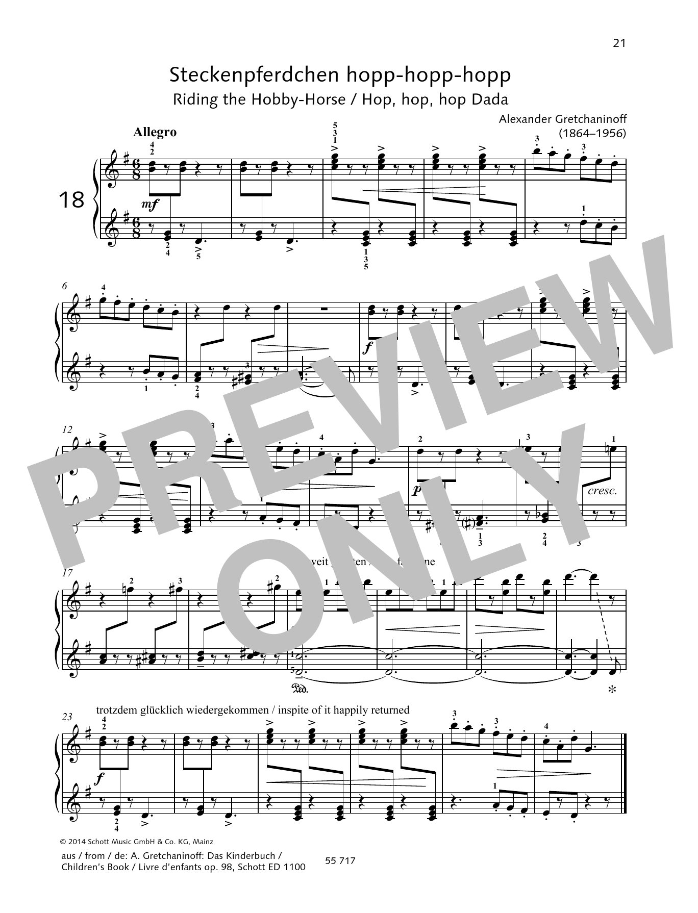 Learn to play Alexander Gretchaninoff Riding the Hobby-Horse sheet music for Piano Solo in minutes. Price: 6.9900$ Alexander Gretchaninoff Riding the Hobby-Horse sheet music notes and chords arranged for Piano Solo