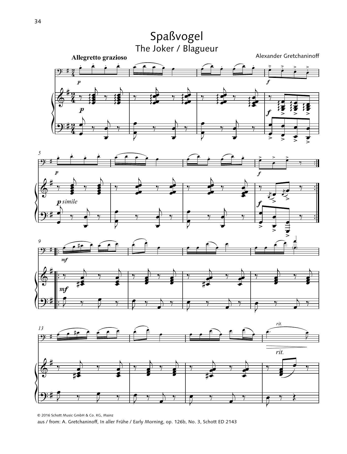 Alexander Gretchaninoff The Joker sheet music notes and chords. Download Printable PDF.