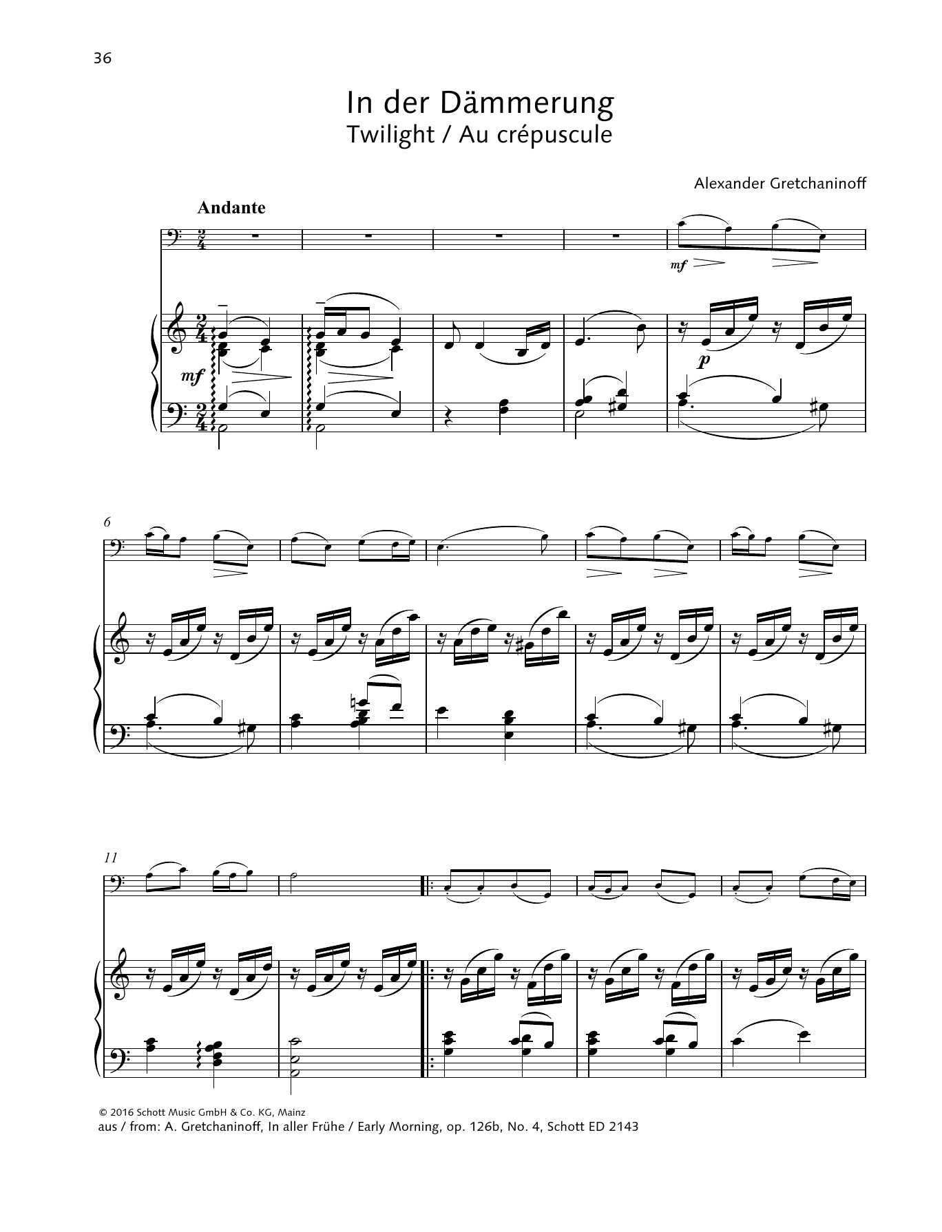 Alexander Gretchaninoff Twilight sheet music notes and chords. Download Printable PDF.