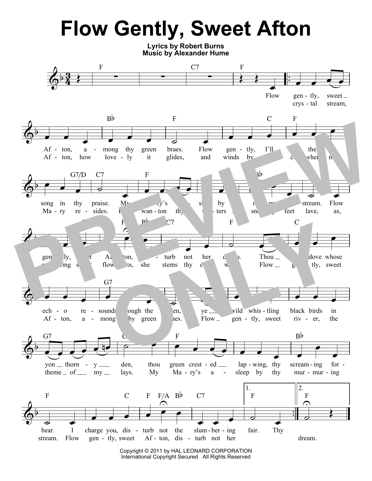 Learn to play Alexander Hume Flow Gently, Sweet Afton sheet music for Pro Vocal in minutes. Price: 6.9900$ Alexander Hume Flow Gently, Sweet Afton sheet music notes and chords arranged for Pro Vocal