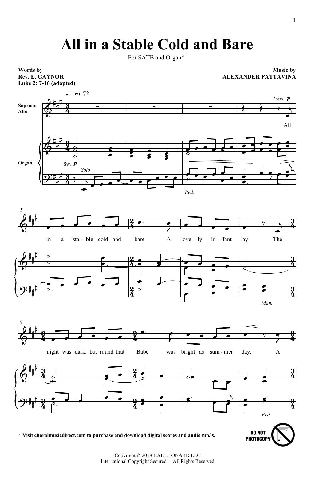 Learn to play Alexander Pattavina All In A Stable Cold And Bare sheet music for SATB Choir in minutes. Price: 3.9900$ Alexander Pattavina All In A Stable Cold And Bare sheet music notes and chords arranged for SATB Choir
