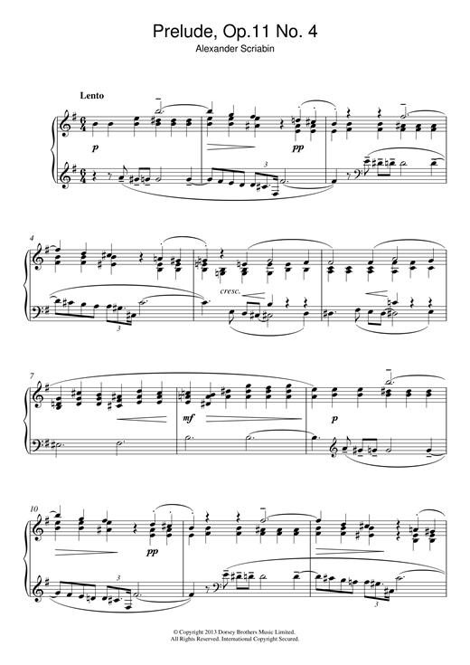 Learn to play Alexander Scriabin Prelude No. 4, Op. 11 sheet music for Piano Solo in minutes. Alexander Scriabin Prelude No. 4, Op. 11 sheet music notes and chords