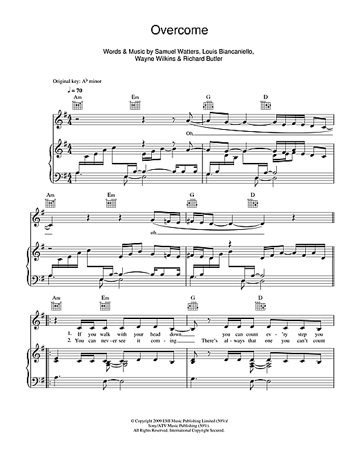 Alexandra Burke Overcome sheet music notes and chords. Download Printable PDF.