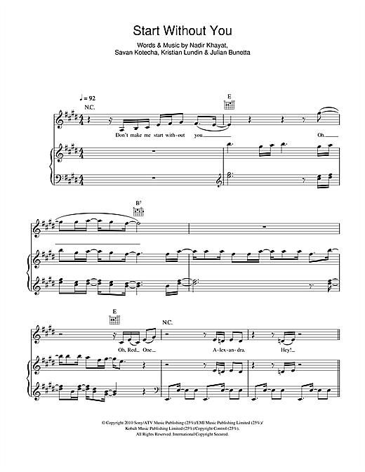 Alexandra Burke Start Without You sheet music notes and chords. Download Printable PDF.