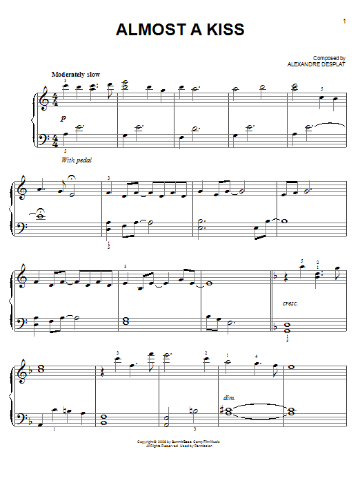 Learn to play Alexandre Desplat Almost A Kiss sheet music for Piano Solo in minutes. Alexandre Desplat Almost A Kiss sheet music notes and chords