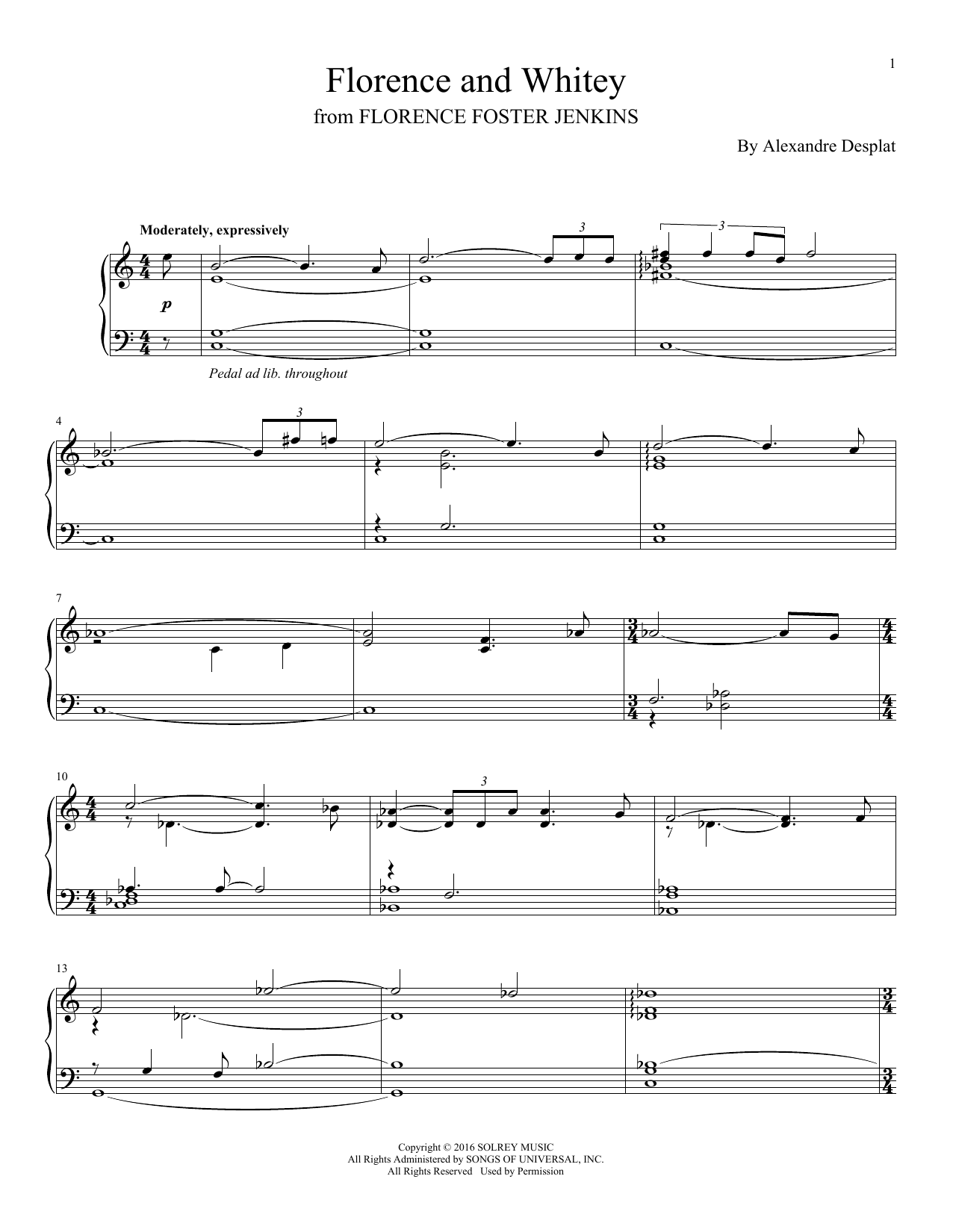 Learn to play Alexandre Desplat Florence And Whitey sheet music for Piano Solo in minutes. Alexandre Desplat Florence And Whitey sheet music notes and chords. Download Printable PDF.