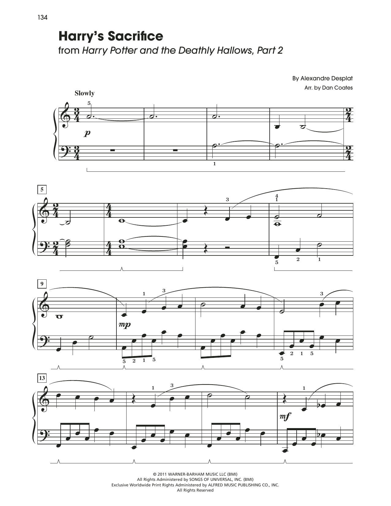Learn to play Alexandre Desplat Harry's Sacrifice (from Harry Potter) (arr. Dan Coates) sheet music for Easy Piano in minutes. Price: 6.9900$ Alexandre Desplat Harry's Sacrifice (from Harry Potter) (arr. Dan Coates) sheet music notes and chords arranged for Easy Piano