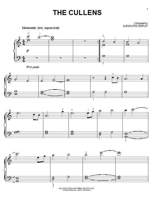 Learn to play Alexandre Desplat The Cullens sheet music for Easy Piano in minutes. Price: 6.9900$ Alexandre Desplat The Cullens sheet music notes and chords arranged for Easy Piano