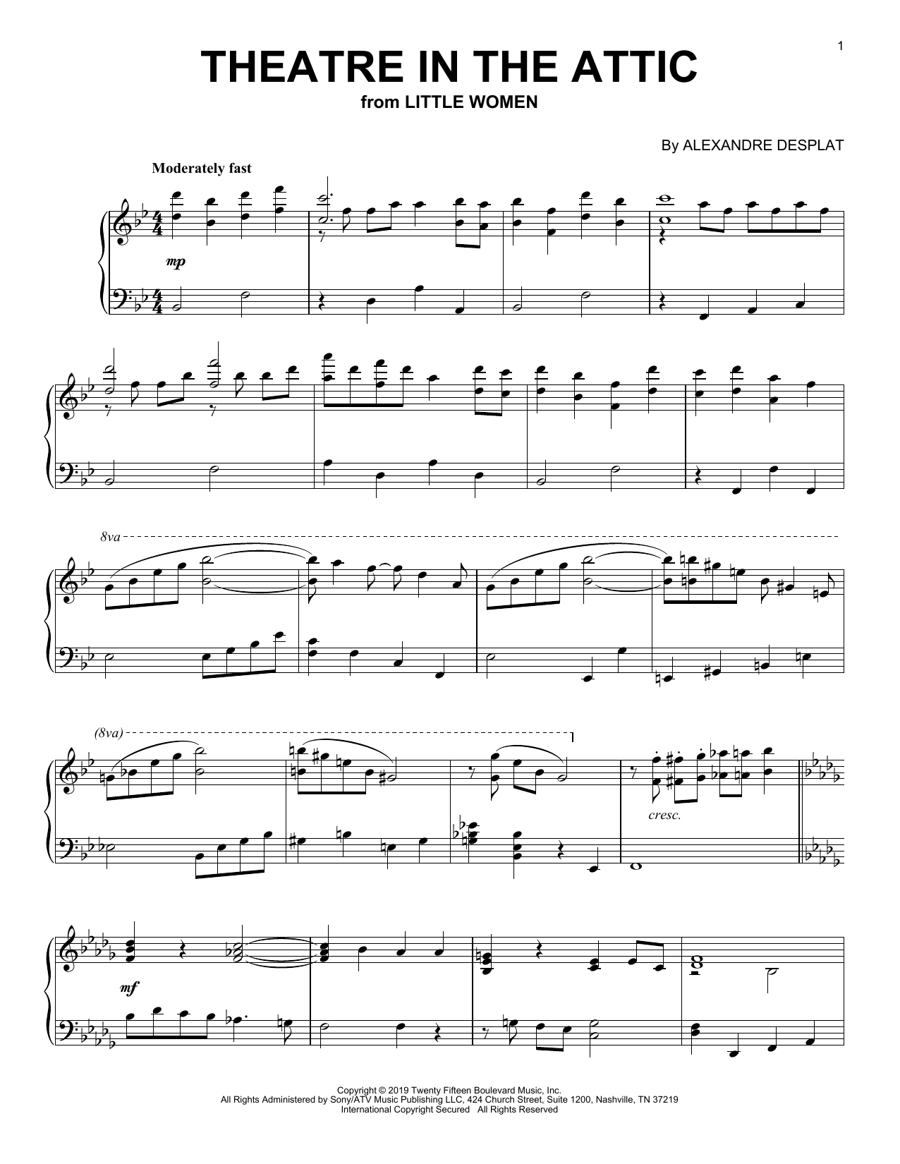 Alexandre Desplat Theatre In The Attic From The Motion Picture Little Women Sheet Music Pdf Notes Chords Film Tv Score Piano Solo Download Printable Sku 444112