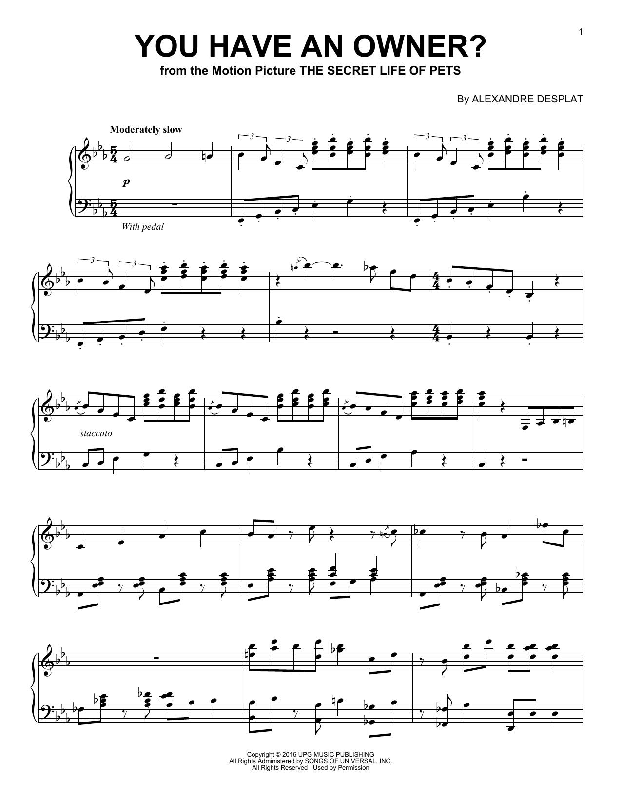 Learn to play Alexandre Desplat You Have An Owner? sheet music for Piano Solo in minutes. Alexandre Desplat You Have An Owner? sheet music notes and chords. Download Printable PDF.