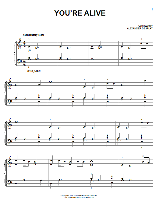 Learn to play Alexandre Desplat You're Alive sheet music for Piano Solo in minutes. Alexandre Desplat You're Alive sheet music notes and chords
