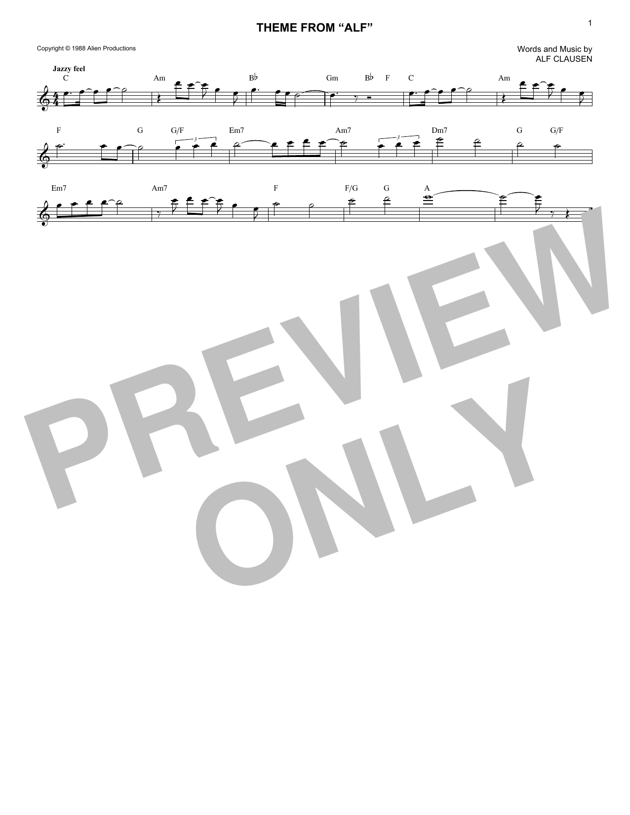 Learn to play Alf Clausen Theme From Alf Clausen Theme From