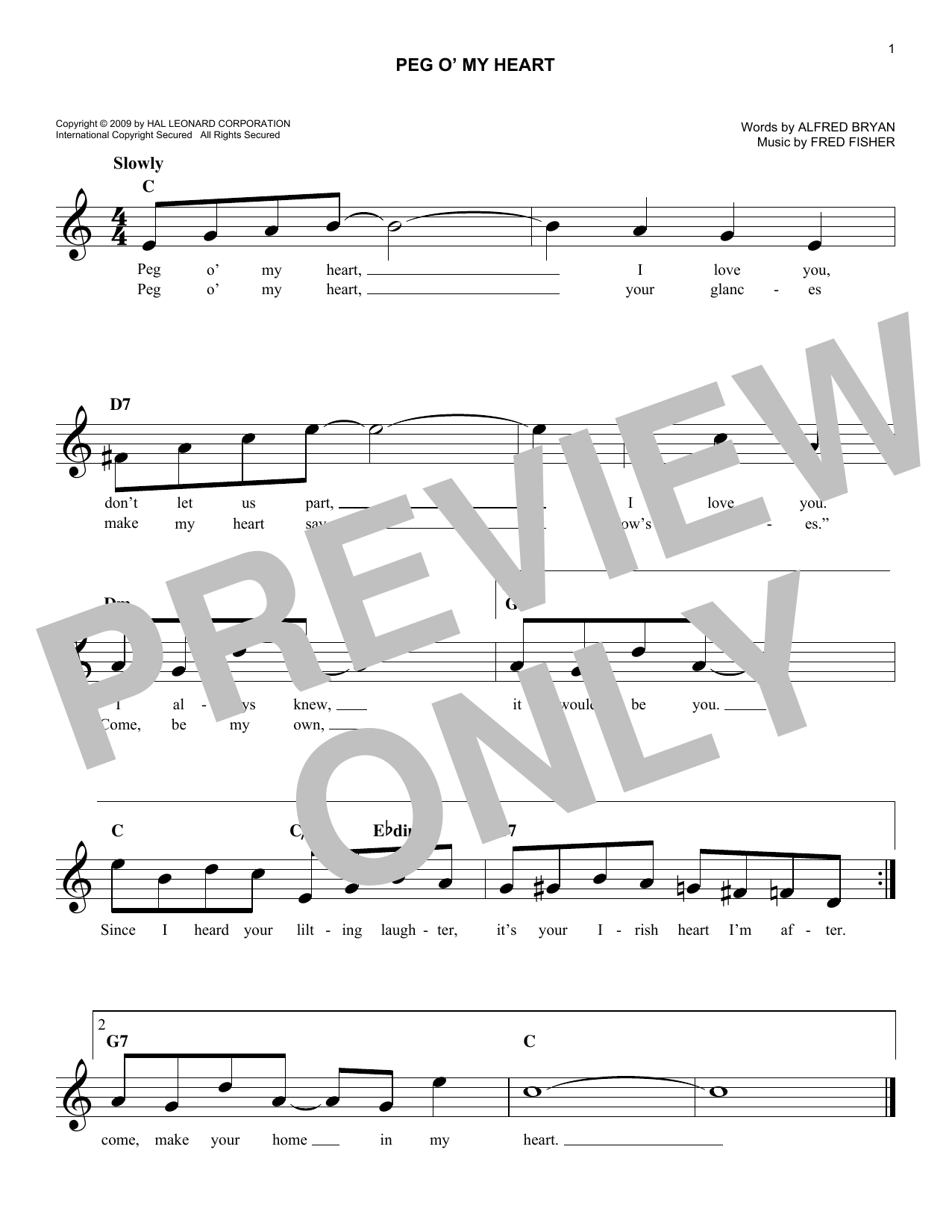 Learn to play Alfred Bryan Peg O' My Heart sheet music for Easy Lead Sheet / Fake Book in minutes. Price: 5.9900$ Alfred Bryan Peg O' My Heart sheet music notes and chords arranged for Easy Lead Sheet / Fake Book