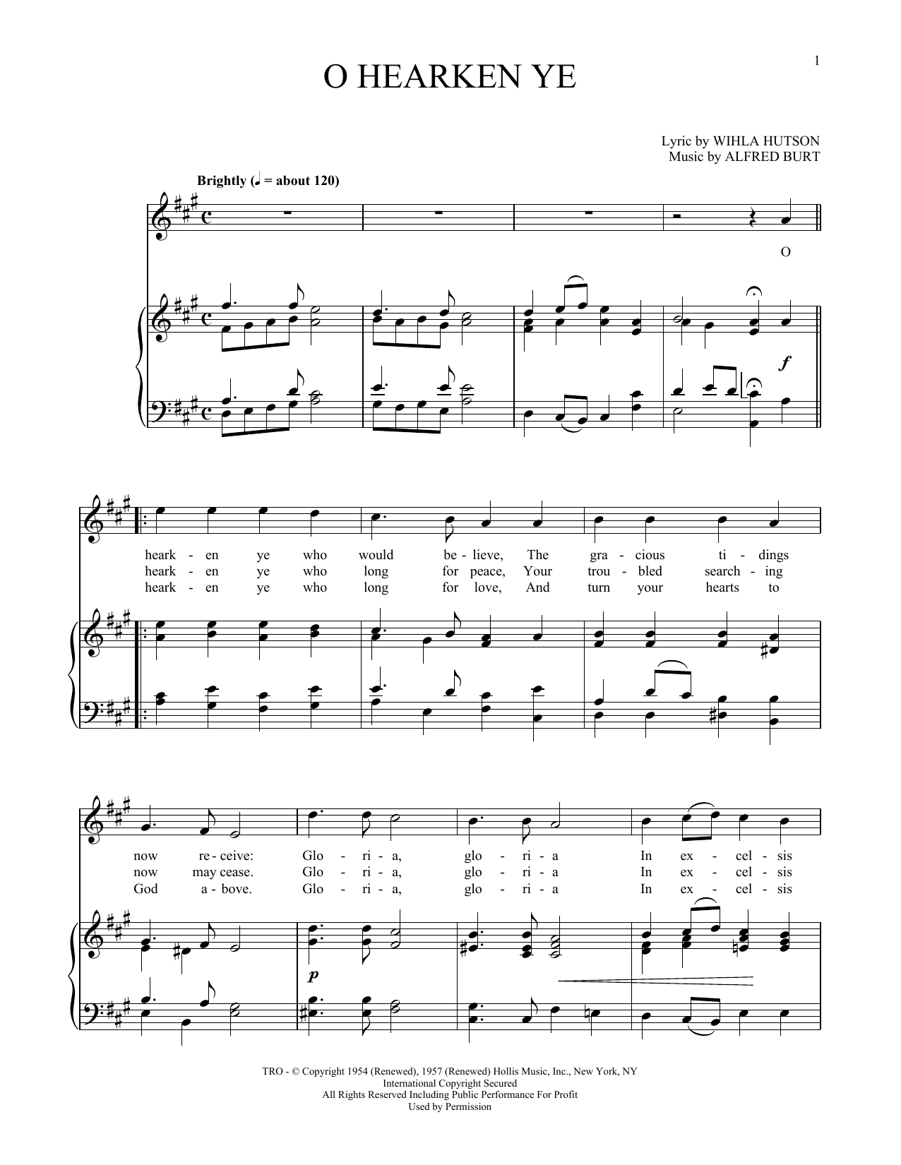 Alfred Burt O Hearken Ye sheet music notes and chords. Download Printable PDF.