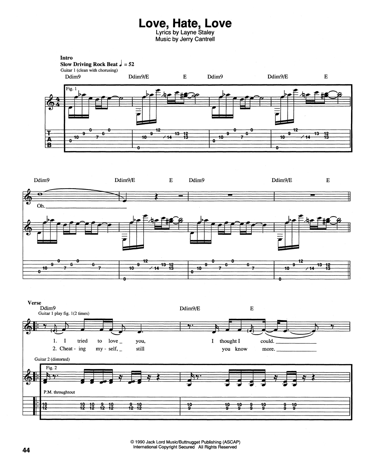 Alice In Chains Love Hate Love Sheet Music Pdf Notes Chords Alternative Score Guitar Tab Download Printable Sku