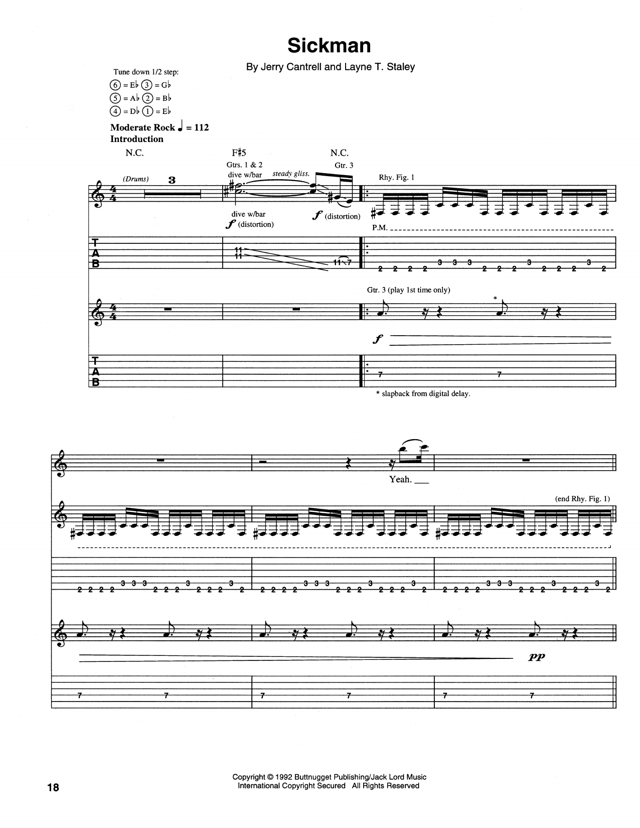 Alice In Chains Sickman sheet music notes and chords. Download Printable PDF.