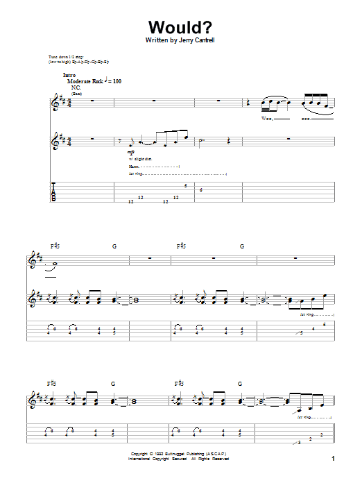 Alice In Chains Would? sheet music notes and chords. Download Printable PDF.