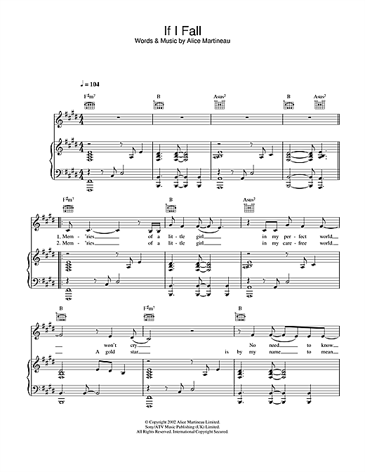 Learn to play Alice Martineau If I Fall sheet music for Piano, Vocal & Guitar in minutes. Alice Martineau If I Fall sheet music notes and chords
